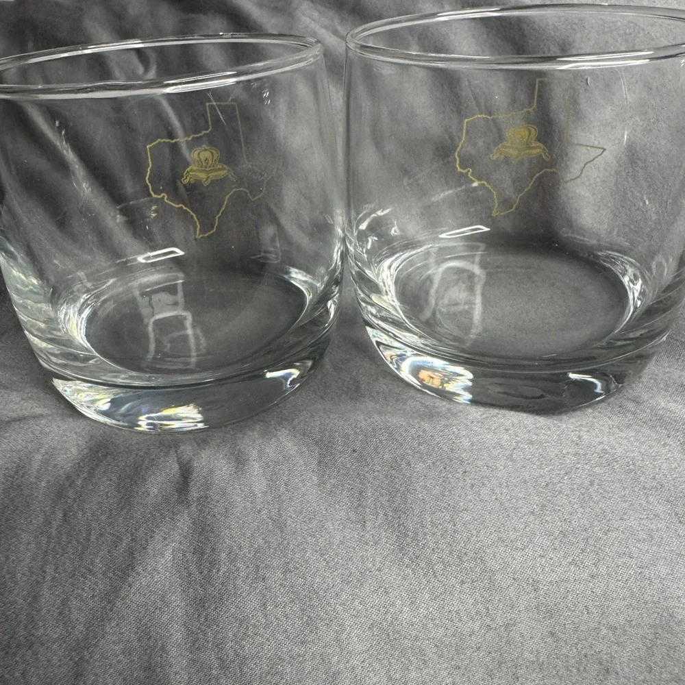Set of 2 Texas Map‎ Crown Whiskey Rocks Glasses